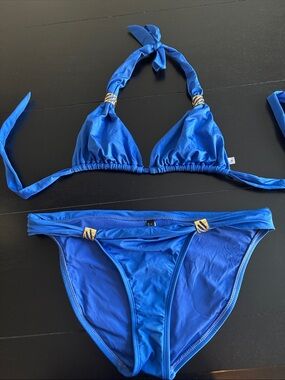 Vix Paula Hermanny blue bikini set for women size 10 top size 12 bottom